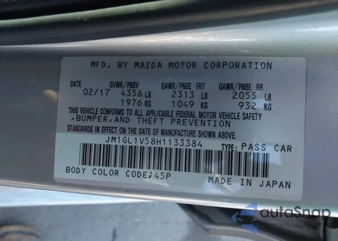 2017 Mazda Mazda6 Touring z USA, uszkodzony, nr VIN JM1GL1V58H1133384